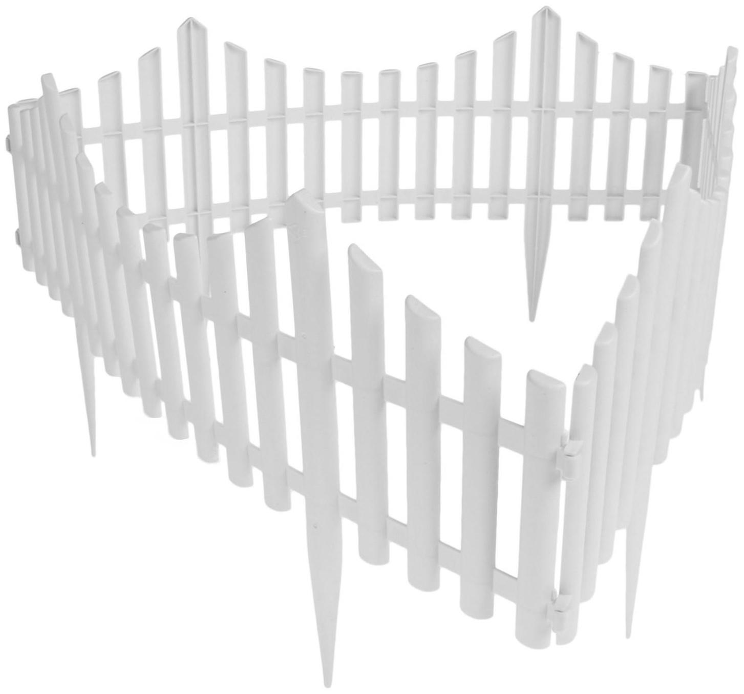 Ограждение декоративное, 30 × 300 см, 5 секций, пластик, белое