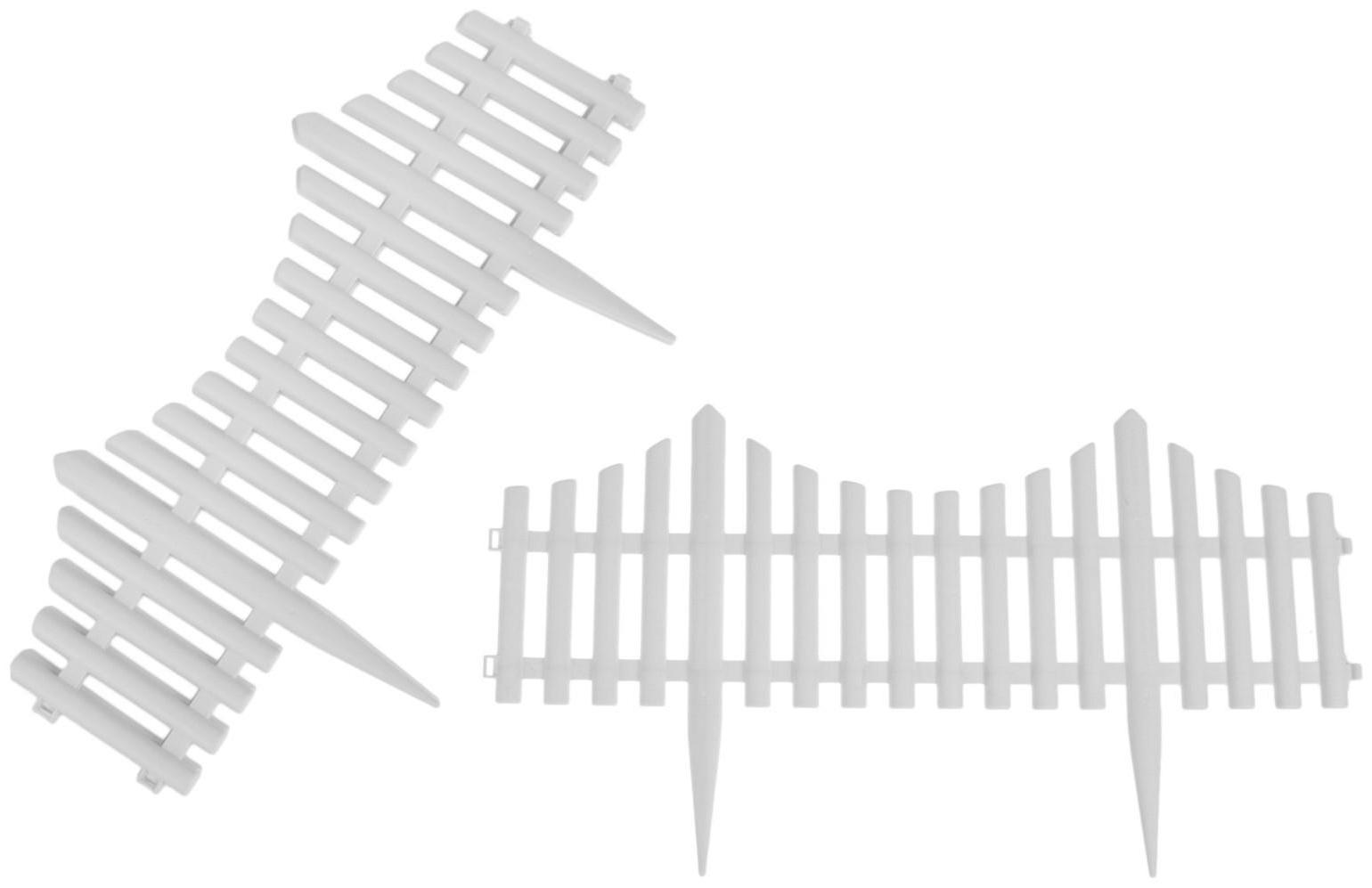 Ограждение декоративное, 30 × 300 см, 5 секций, пластик, белое