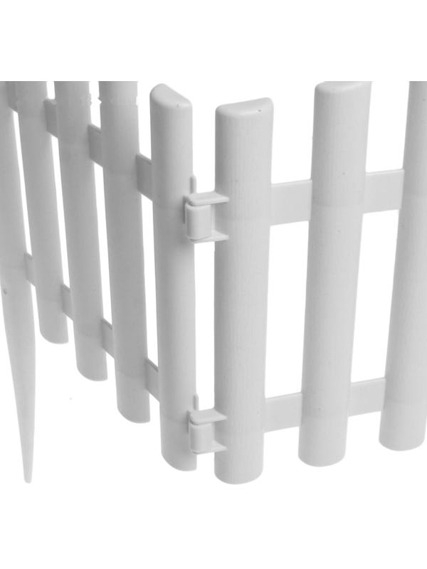 Ограждение декоративное, 30 × 300 см, 5 секций, пластик, белое