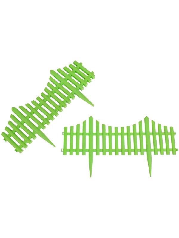 Ограждение декоративное, 30 × 300 см, 5 секций, пластик, салатовое