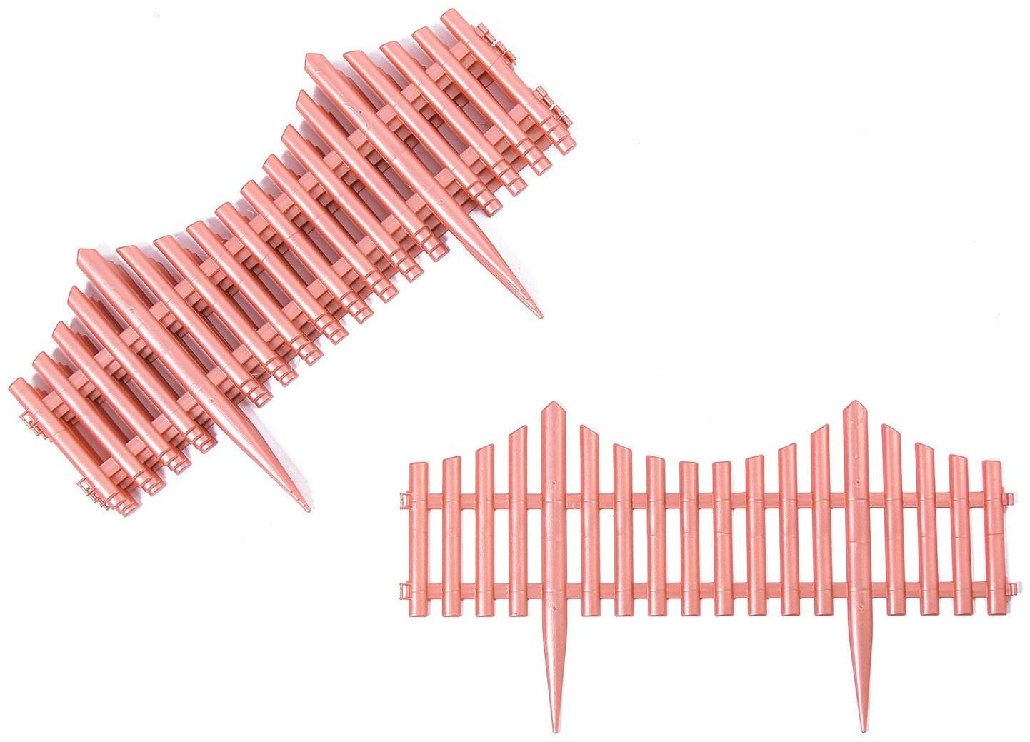 Ограждение декоративное, 30 × 300 см, 5 секций, пластик, терракотовое