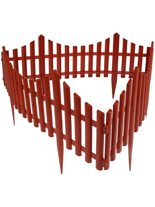 Ограждение декоративное, 30 × 300 см, 5 секций, пластик, терракотовое