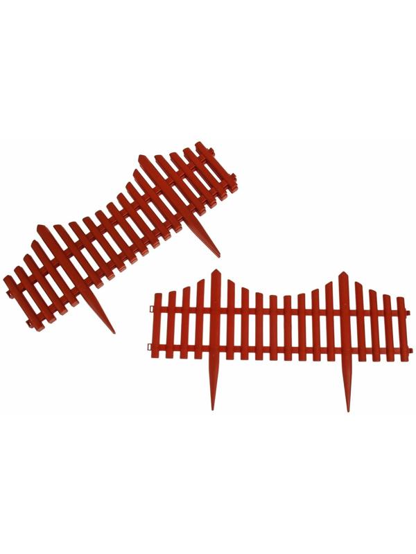 Ограждение декоративное, 30 × 300 см, 5 секций, пластик, терракотовое