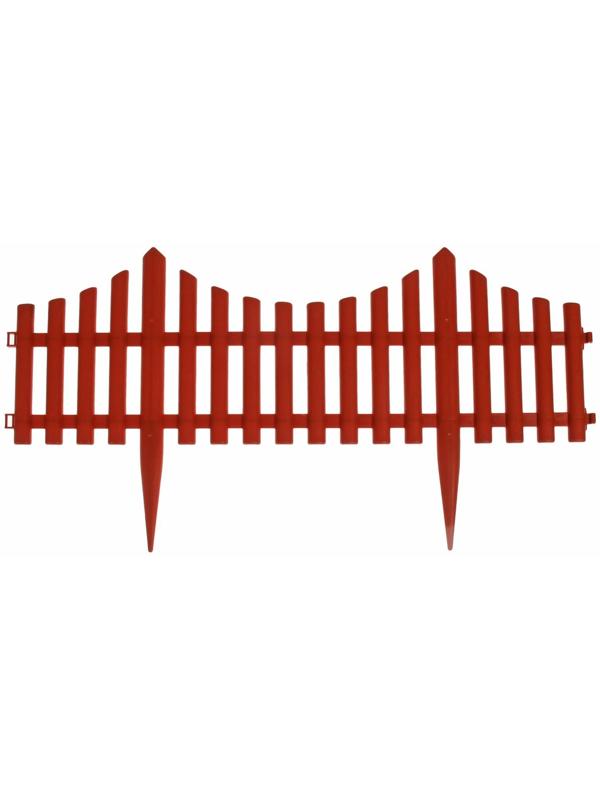 Ограждение декоративное, 30 × 300 см, 5 секций, пластик, терракотовое