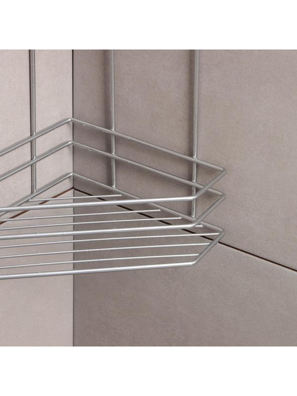 Полка угловая 3-х ярусная «Трапеция», 25×18×62 см, цвет хром