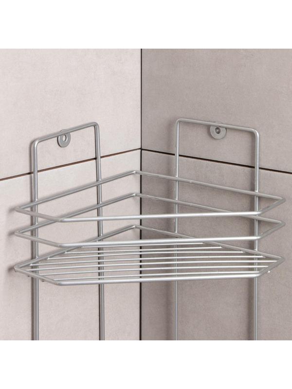 Полка угловая 3-х ярусная «Трапеция», 25×18×62 см, цвет хром