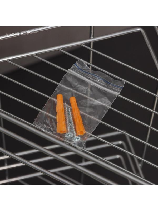 Полка угловая 3-х ярусная «Трапеция», 25×18×62 см, цвет хром