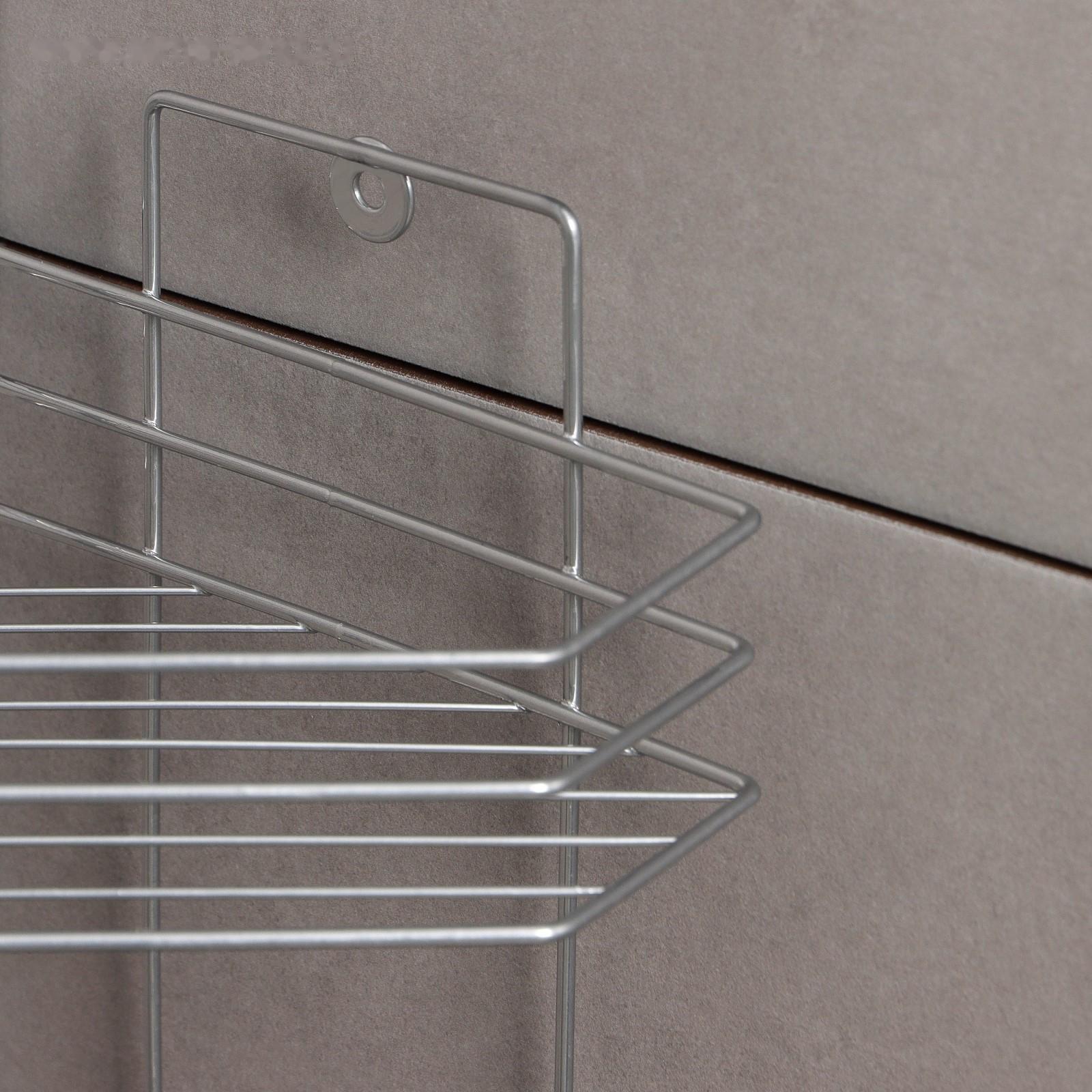 Полка угловая с мыльницей и вешалкой 2-х ярусная, 25×18×42 см, цвет хром