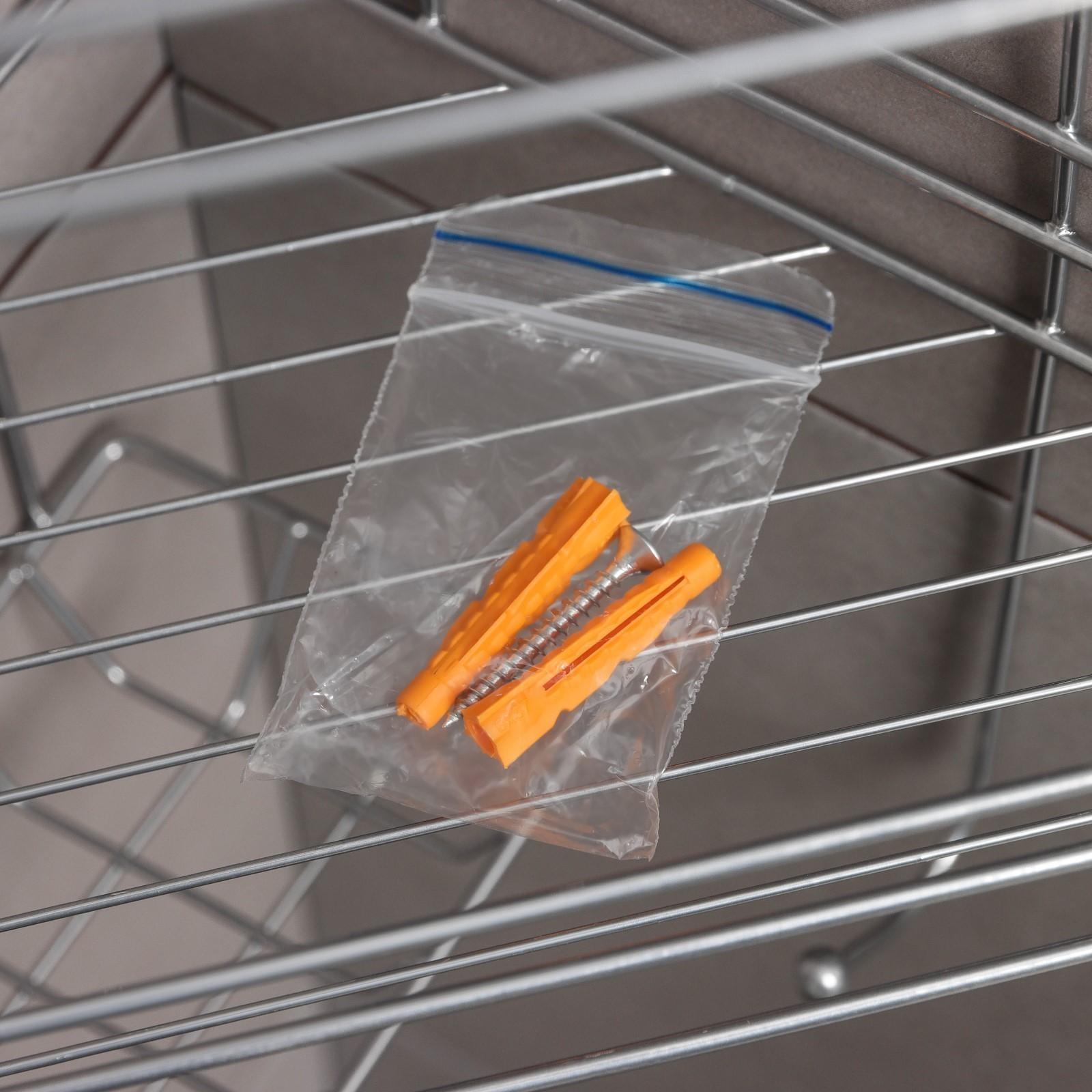 Полка угловая с мыльницей и вешалкой 2-х ярусная, 25×18×42 см, цвет хром