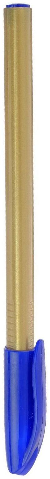 Ручка шариковая, 1.0 мм, стержень синий, корпус треугольный золотой