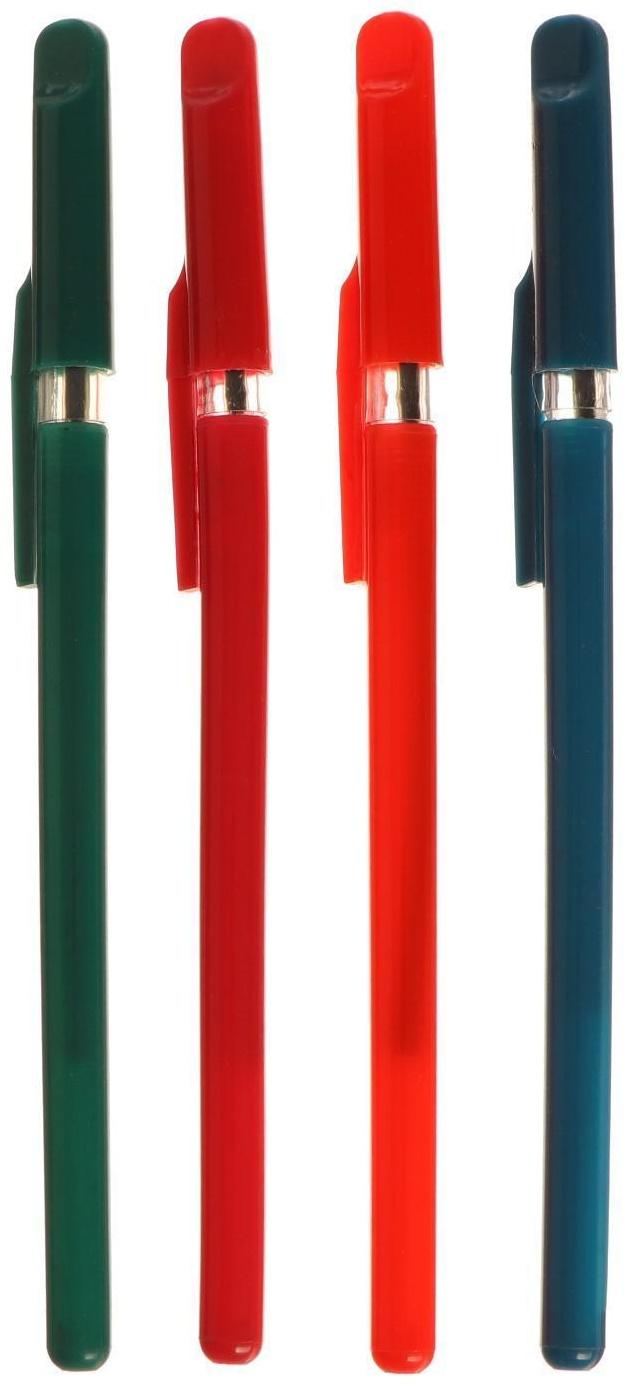 Ручка шариковая, 0.5 мм, стержень синий, корпус с прозрачным держателем, МИКС