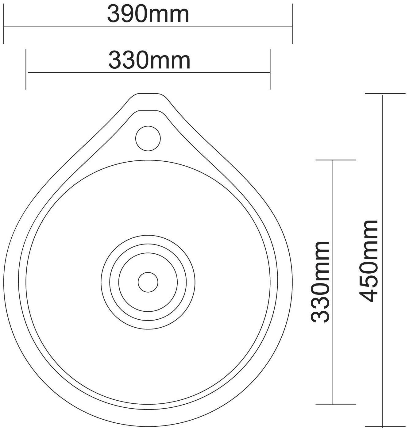 Мойка кухонная Accoona AB4539, врезная, круглая, толщина 0.6 мм, 450х390х165 мм, глянец