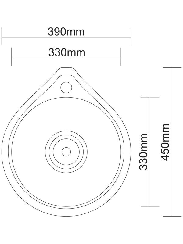 Мойка кухонная Accoona AB4539, врезная, круглая, толщина 0.6 мм, 450х390х165 мм, глянец