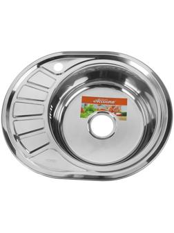 Мойка кухонная Accoona AB4557-R, врезная, правая, толщина 0.6 мм, 570х450х165мм, глянец