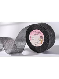 Лента парчовая, 40 мм, 23 ± 1 м, цвет чёрный №029