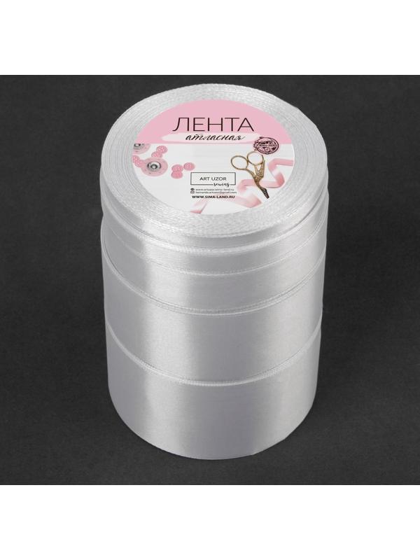 Набор атласных лент, 5 шт, размер лент: 6/10/20/40/50 мм × 23 ± 1 м, цвет белый