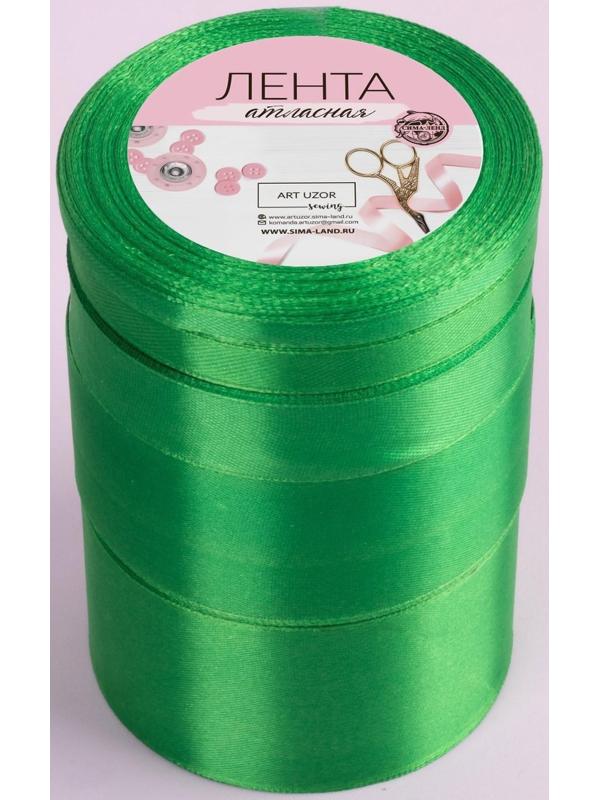 Набор атласных лент, 5 шт, размер лент: 6/10/20/40/50 мм × 23 ± 1 м, цвет зелёный