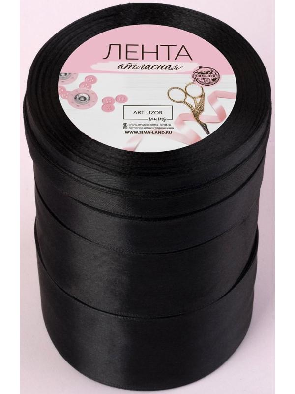 Набор атласных лент, 5 шт, размер лент: 6/10/20/40/50 мм × 23 ± 1 м, цвет чёрный