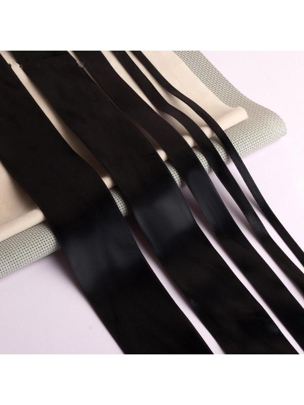 Набор атласных лент, 5 шт, размер лент: 6/10/20/40/50 мм × 23 ± 1 м, цвет чёрный