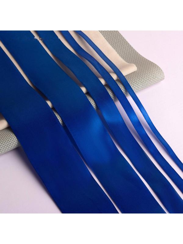 Набор атласных лент, 5 шт, размер лент: 6/10/20/40/50 мм × 23 ± 1 м, цвет синий