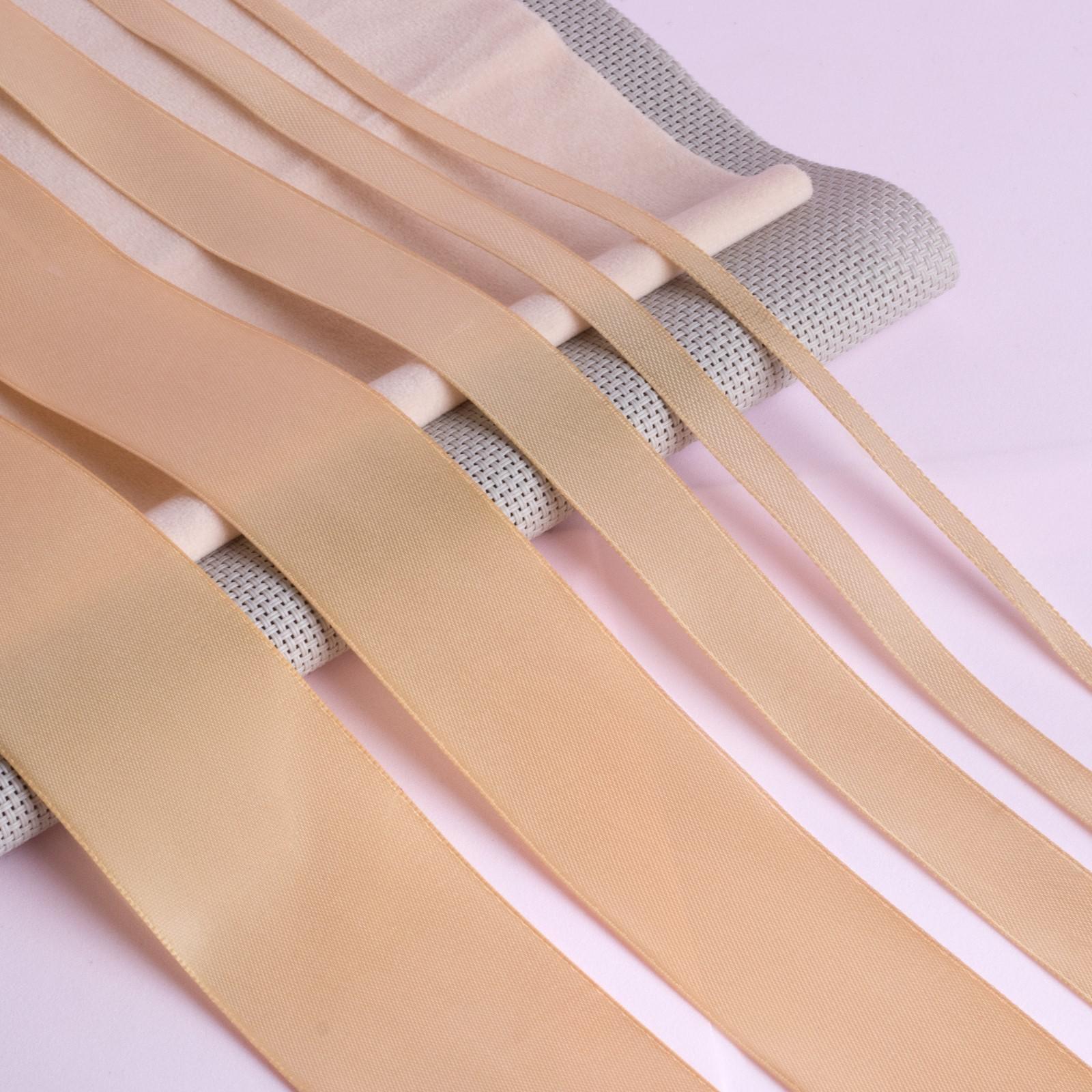 Набор атласных лент, 5 шт, размер лент: 6/10/20/40/50 мм × 23 ± 1 м, цвет бежевый