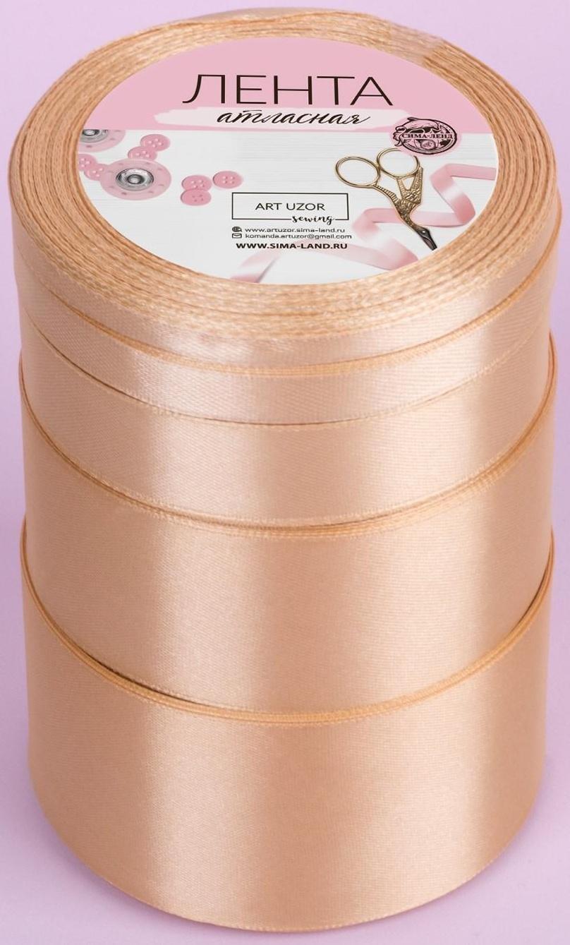 Набор атласных лент, 5 шт, размер лент: 6/10/20/40/50 мм × 23 ± 1 м, цвет бежевый