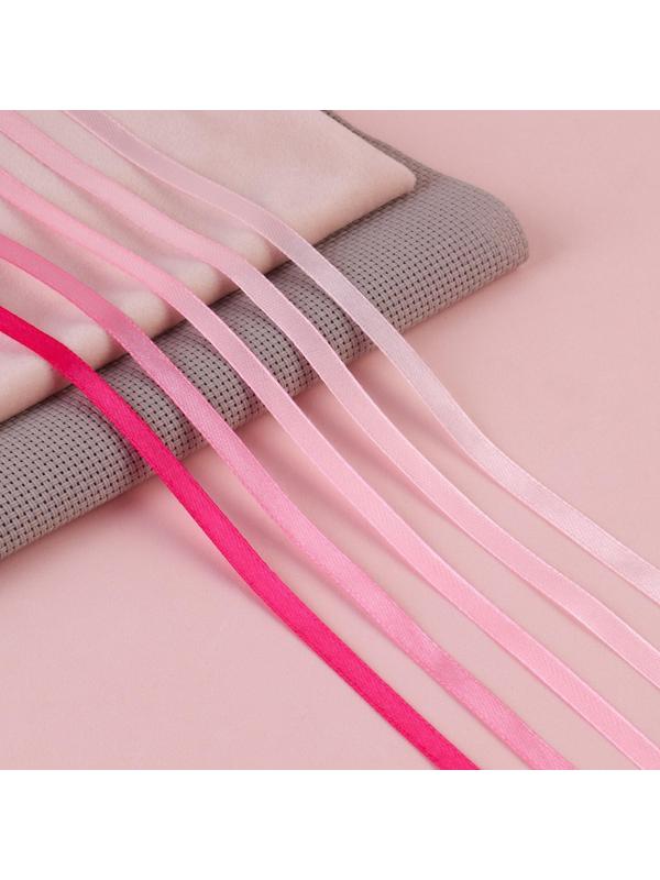 Набор атласных лент, 5 шт, размер 1 ленты: 6 мм × 23 ± 1 м, цвет розовый спектр