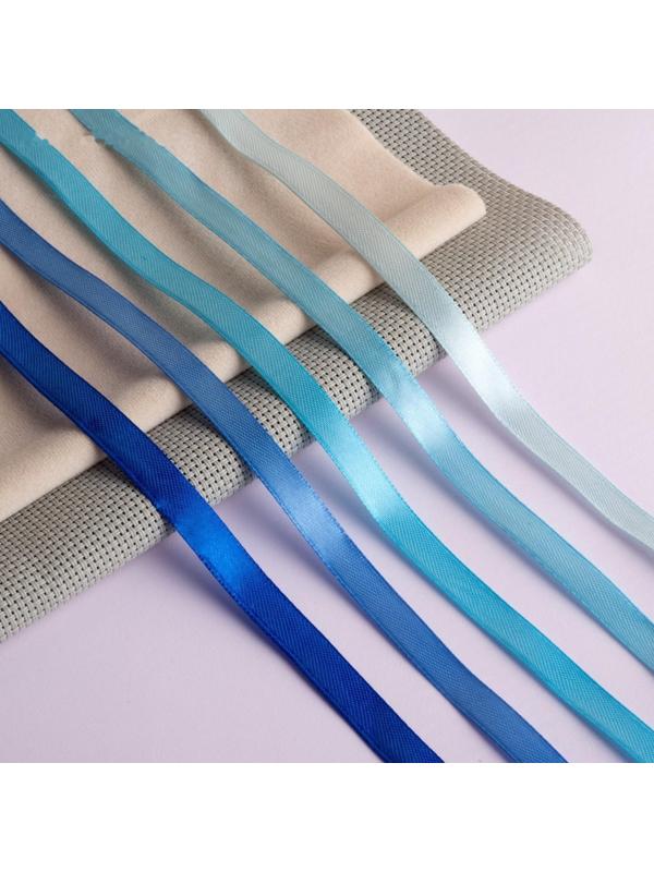 Набор атласных лент, 5 шт, размер 1 ленты: 10 мм × 23 ± 1 м, цвет синий спектр