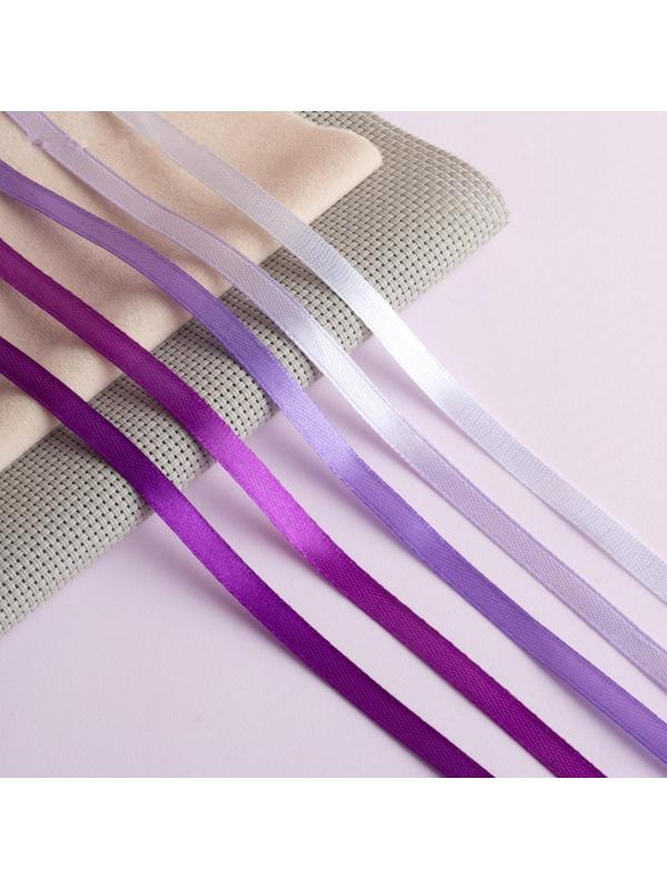 Набор атласных лент, 5 шт, размер 1 ленты: 6 мм × 23 ± 1 м, цвет фиолетовый спектр