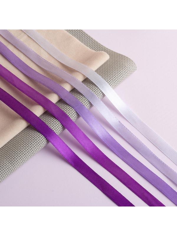 Набор атласных лент, 5 шт, размер 1 ленты: 10 мм × 23 ± 1 м, цвет фиолетовый спектр