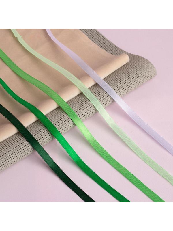 Набор атласных лент, 5 шт, размер 1 ленты: 6 мм × 23 ± 1 м, цвет зелёный спектр