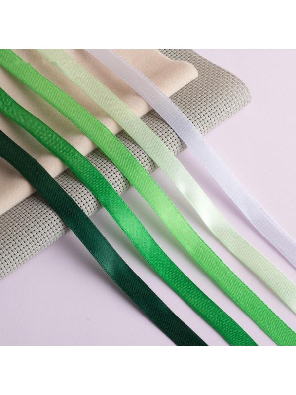 Набор атласных лент, 5 шт, размер 1 ленты: 10 мм × 23 ± 1 м, цвет зелёный спектр