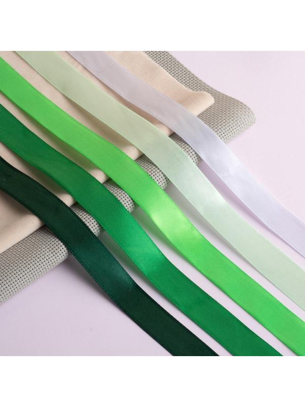 Набор атласных лент, 5 шт, размер 1 ленты: 20 мм × 23 ± 1 м, цвет зелёный спектр