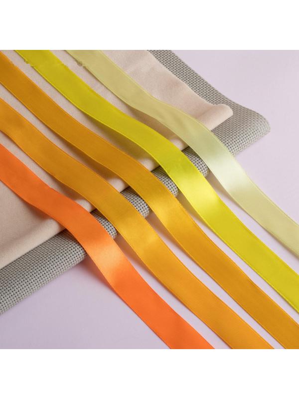 Набор атласных лент, 5 шт, размер 1 ленты: 20 мм × 23 ± 1 м, цвет жёлтый спектр