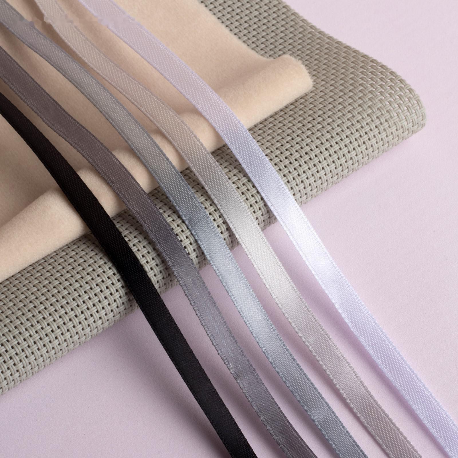 Набор атласных лент, 5 шт, размер 1 ленты: 6 мм × 23 ± 1 м, цвет серый спектр