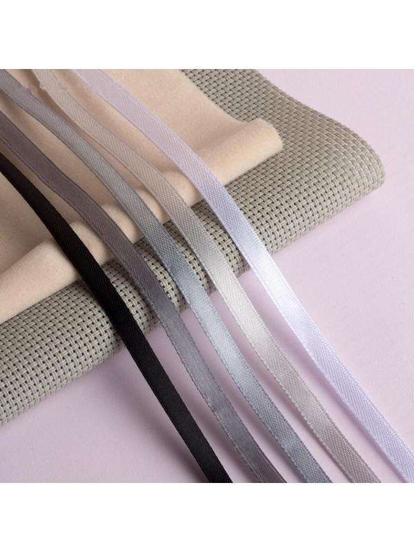 Набор атласных лент, 5 шт, размер 1 ленты: 6 мм × 23 ± 1 м, цвет серый спектр