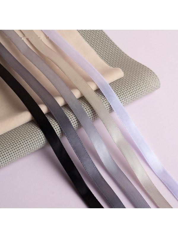 Набор атласных лент, 5 шт, размер 1 ленты: 10 мм × 23 ± 1 м, цвет серый спектр