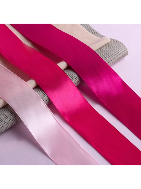 Набор атласных лент, 3 шт, размер 1 ленты: 40 мм × 23 ± 1 м, цвет розовый спектр