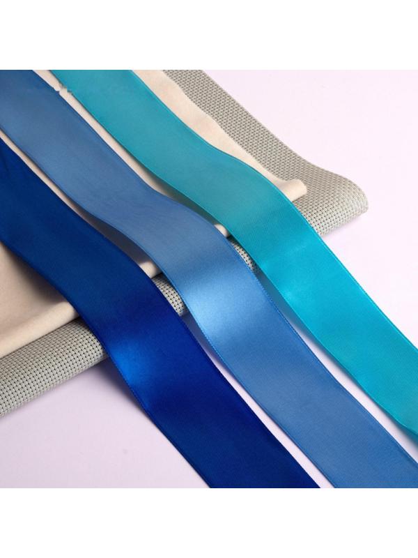 Набор атласных лент, 3 шт, размер 1 ленты: 40 мм × 23 ± 1 м, цвет синий спектр