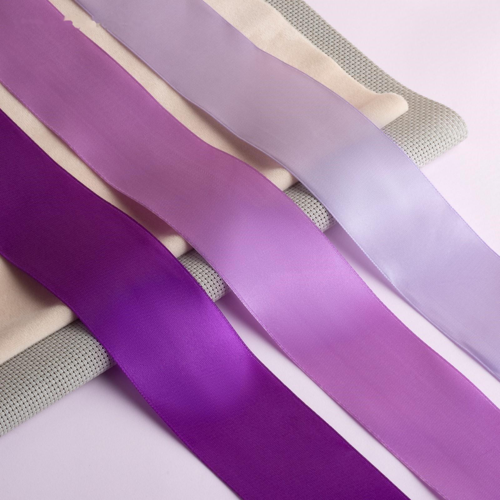 Набор атласных лент, 3 шт, размер 1 ленты: 50 мм × 23 ± 1 м, цвет фиолетовый спектр