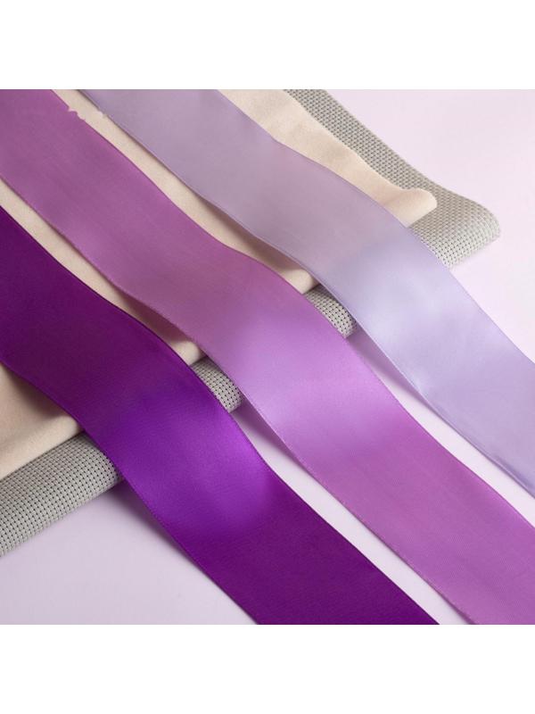 Набор атласных лент, 3 шт, размер 1 ленты: 50 мм × 23 ± 1 м, цвет фиолетовый спектр