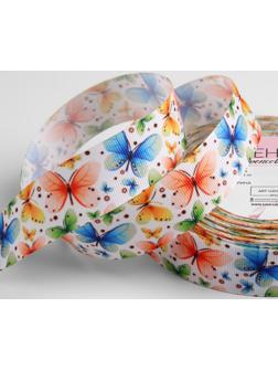 Лента репсовая «Бабочки», 25 мм, 18 ± 1 м, разноцветная