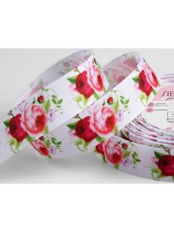 Лента репсовая «Пионы», 25 мм, 18 ± 1 м, разноцветная