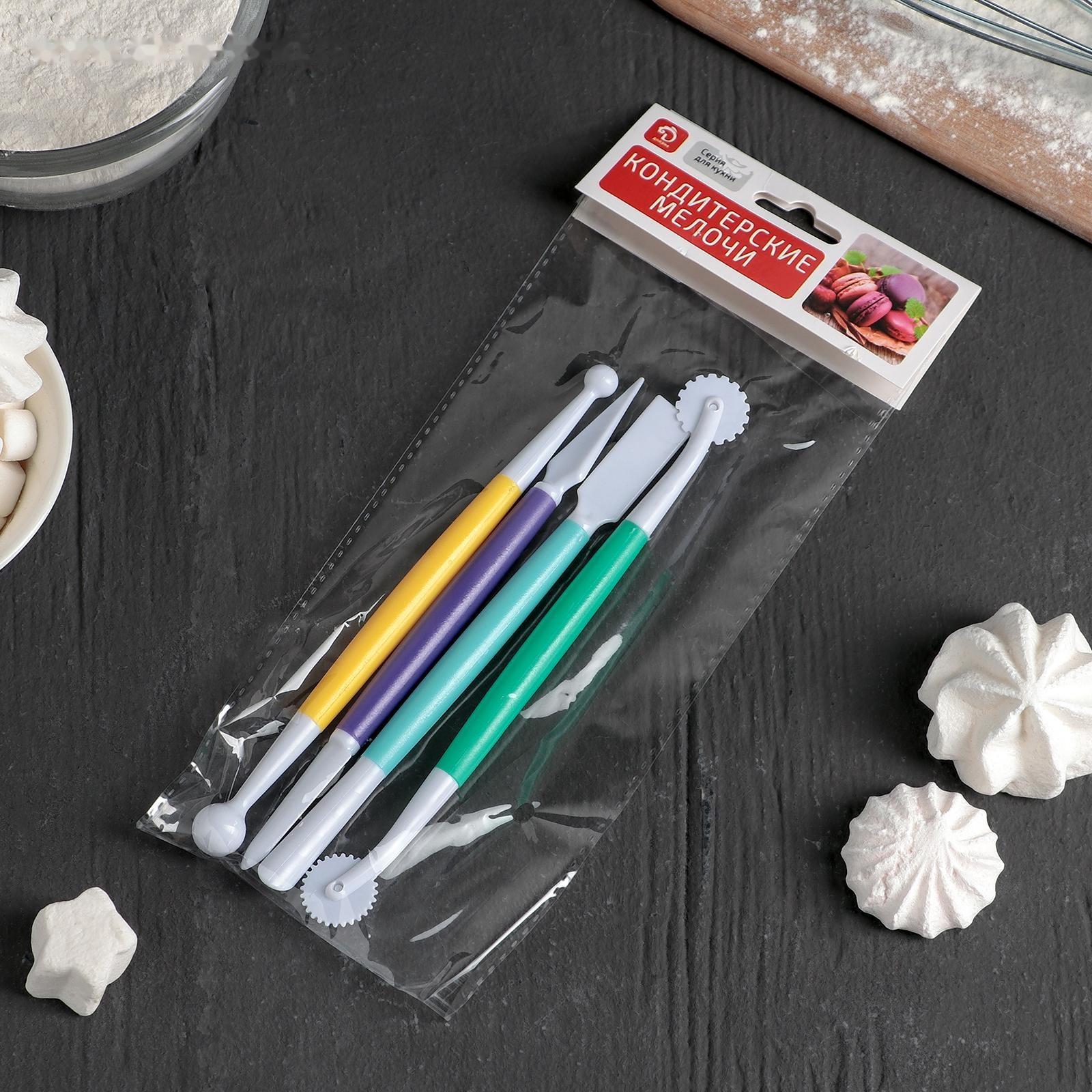 Набор для моделирования кондитерских украшений Доляна, 4 шт