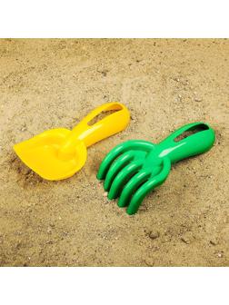 Набор для песочницы, совок и грабли с отверстием, цвета МИКС