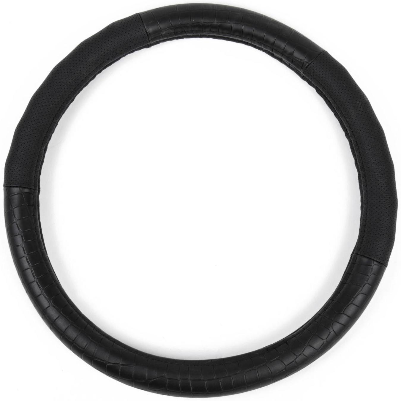 Оплетка на руль AVS GL-940M-B, натуральная кожа, размер M, черный