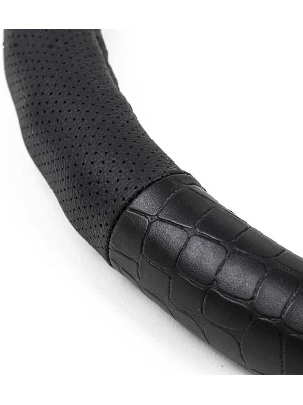 Оплетка на руль AVS GL-940M-B, натуральная кожа, размер M, черный