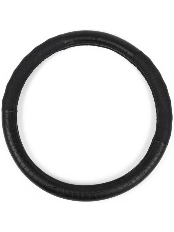 Оплетка на руль AVS GL-940M-B, натуральная кожа, размер M, черный