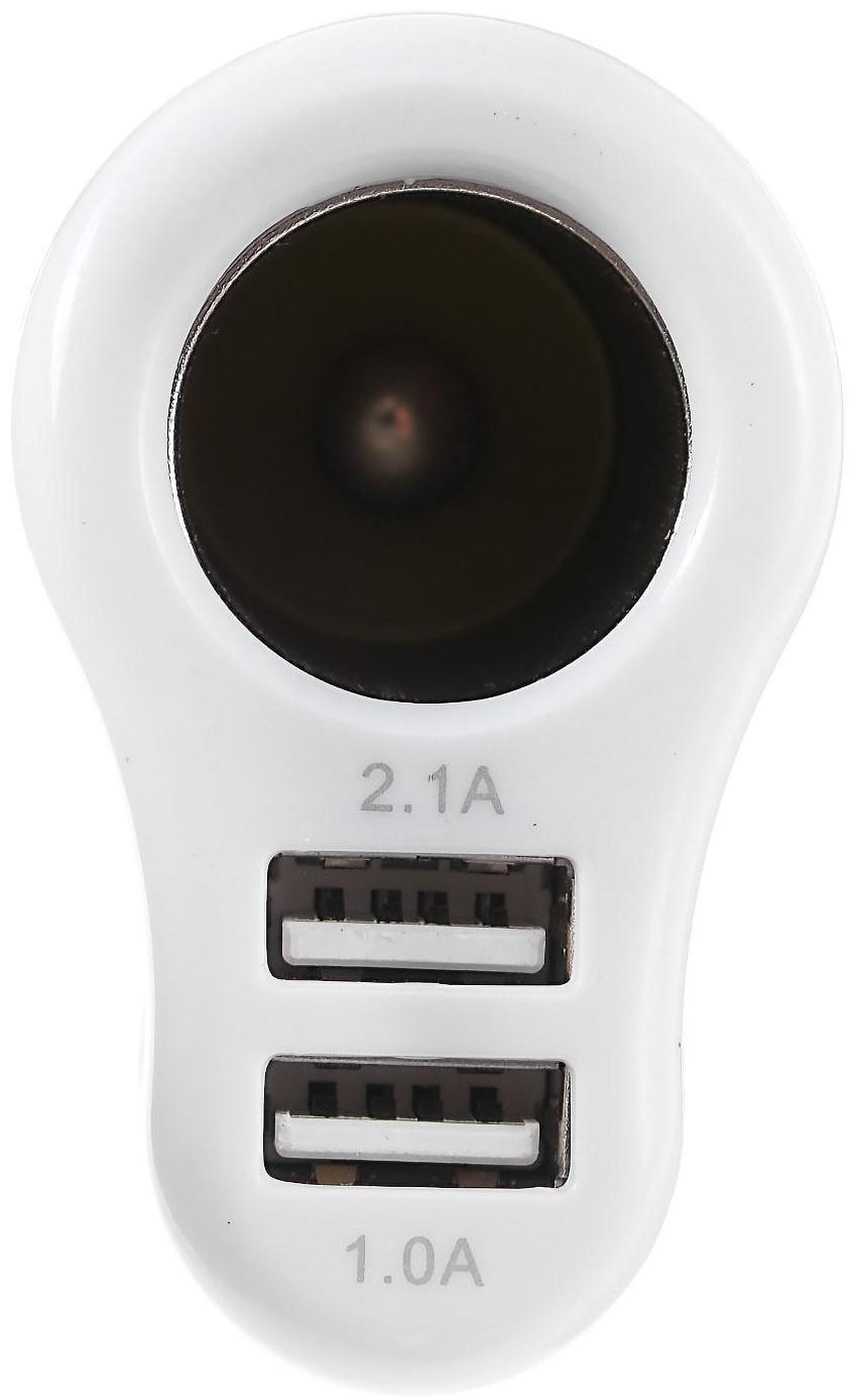 Разветвитель прикуривателя TORSO, USB 1 А / 2.1 А, 60 Вт, 12/24 В, микс