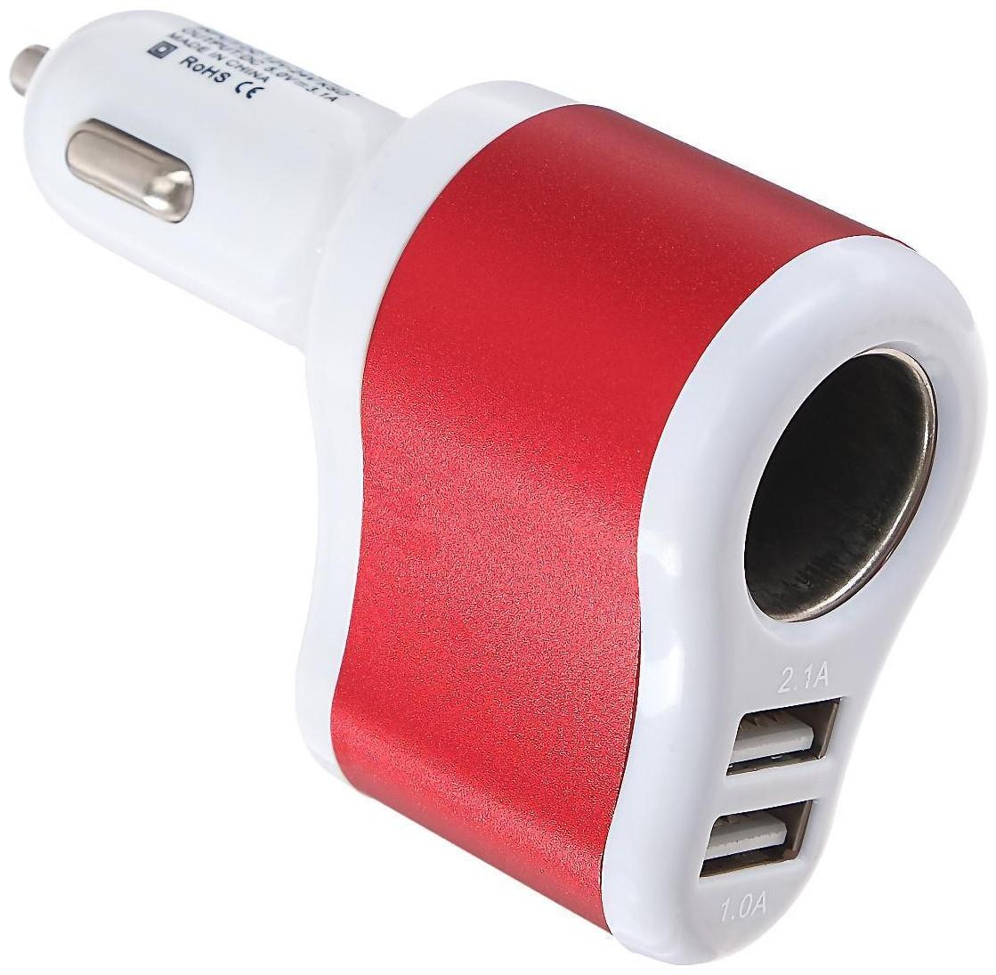 Разветвитель прикуривателя TORSO, USB 1 А / 2.1 А, 60 Вт, 12/24 В, микс